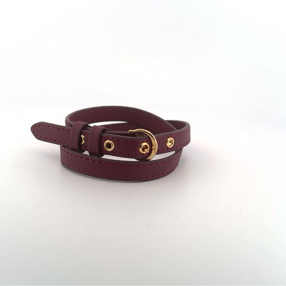 Coach Burgundy Leather Bracelet with Gold Accents